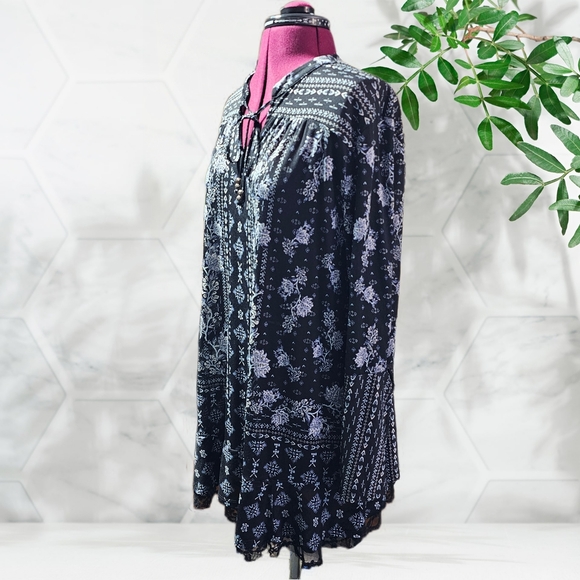 Style & Co Bohemian Floral Patterned Geo-Print Lace-Hem Peasant Top - Picture 5 of 16